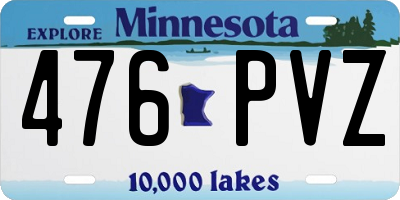 MN license plate 476PVZ