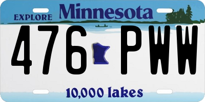 MN license plate 476PWW