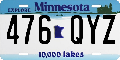 MN license plate 476QYZ