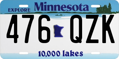 MN license plate 476QZK