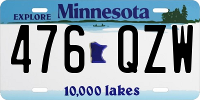 MN license plate 476QZW