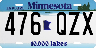 MN license plate 476QZX