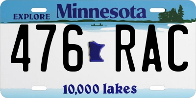 MN license plate 476RAC