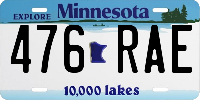 MN license plate 476RAE