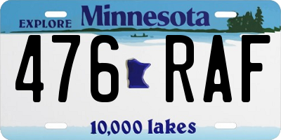 MN license plate 476RAF
