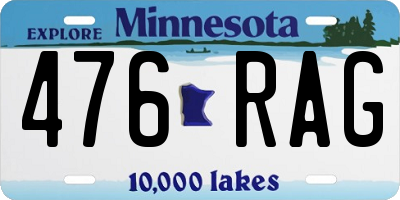 MN license plate 476RAG