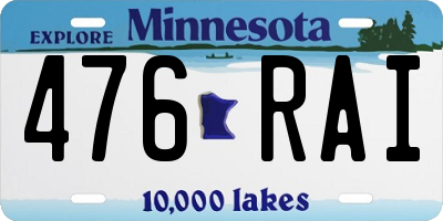 MN license plate 476RAI