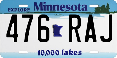 MN license plate 476RAJ