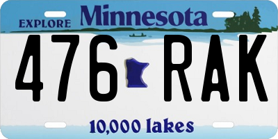 MN license plate 476RAK