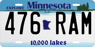 MN license plate 476RAM