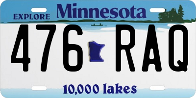 MN license plate 476RAQ