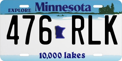 MN license plate 476RLK