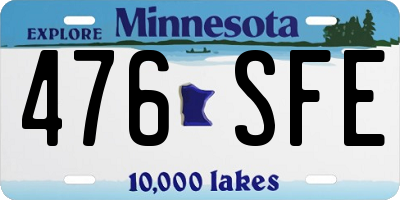 MN license plate 476SFE