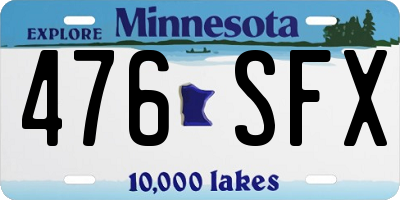 MN license plate 476SFX