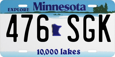 MN license plate 476SGK
