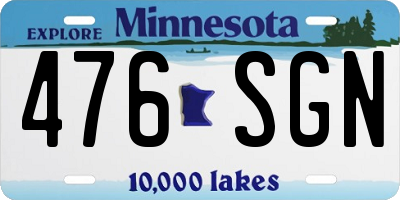 MN license plate 476SGN