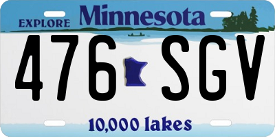 MN license plate 476SGV
