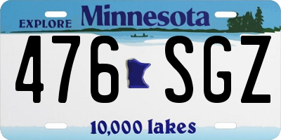 MN license plate 476SGZ