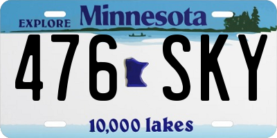 MN license plate 476SKY