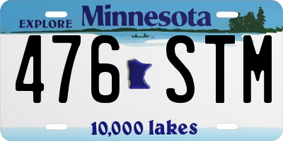 MN license plate 476STM