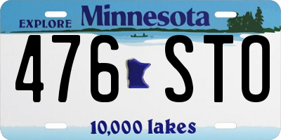 MN license plate 476STO