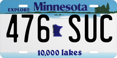 MN license plate 476SUC
