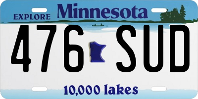 MN license plate 476SUD