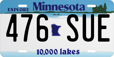 MN license plate 476SUE