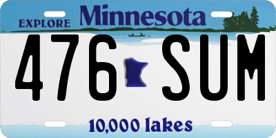 MN license plate 476SUM