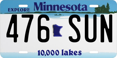 MN license plate 476SUN