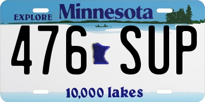 MN license plate 476SUP