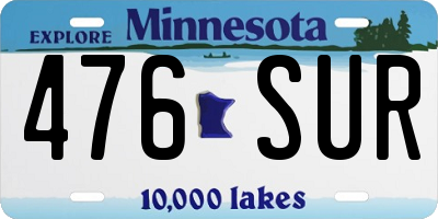 MN license plate 476SUR