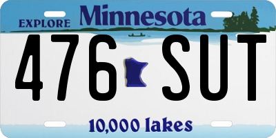 MN license plate 476SUT