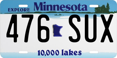 MN license plate 476SUX