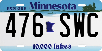 MN license plate 476SWC
