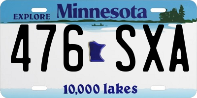 MN license plate 476SXA
