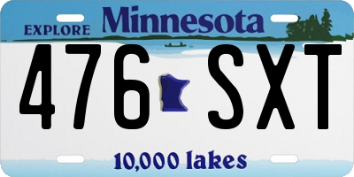 MN license plate 476SXT