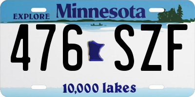 MN license plate 476SZF