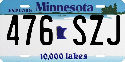 MN license plate 476SZJ