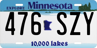 MN license plate 476SZY