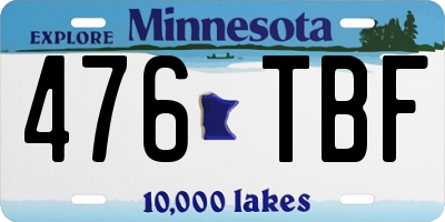 MN license plate 476TBF