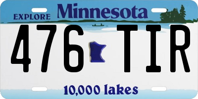 MN license plate 476TIR