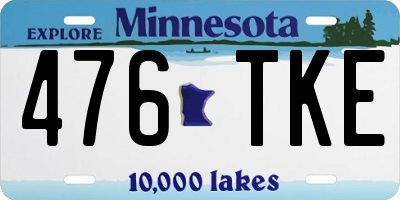 MN license plate 476TKE