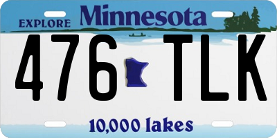 MN license plate 476TLK