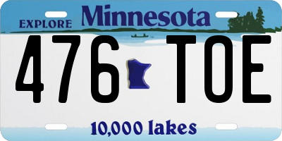 MN license plate 476TOE