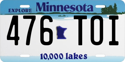 MN license plate 476TOI