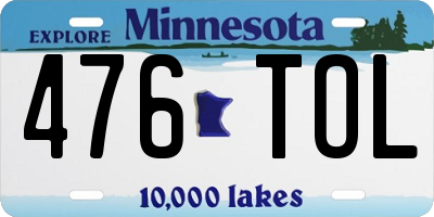 MN license plate 476TOL