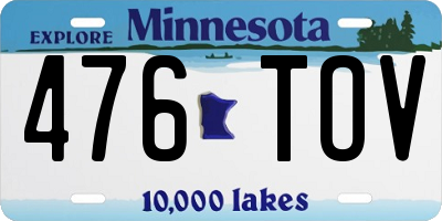 MN license plate 476TOV