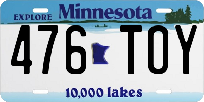 MN license plate 476TOY