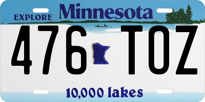 MN license plate 476TOZ